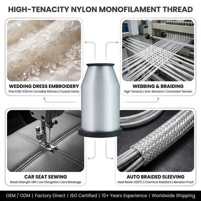 Monofilament Yarn Sewing Thread PA66 Nylon6 0.12MM 0.15MM 0.18MM  0.23MM 0.25MM Mono Yarn For Embroidery Device Machine